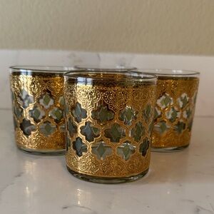 Mid Century Modern Culver Valencia 22 karat Low Ball Glasses Set of 4